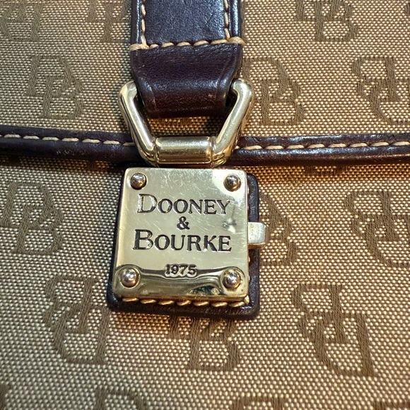 Dooney & Bourke Vintage Brown Canvas with Leather Trim Bifold Wallet Gold Buckle - Picture 3 of 16